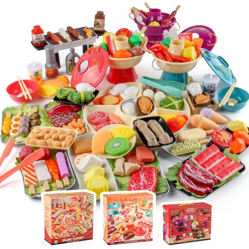 Picture of Children's Play House kitchen toys hot pot skewers barbecue suit small hot pot skewers ingredients kitchenware color box