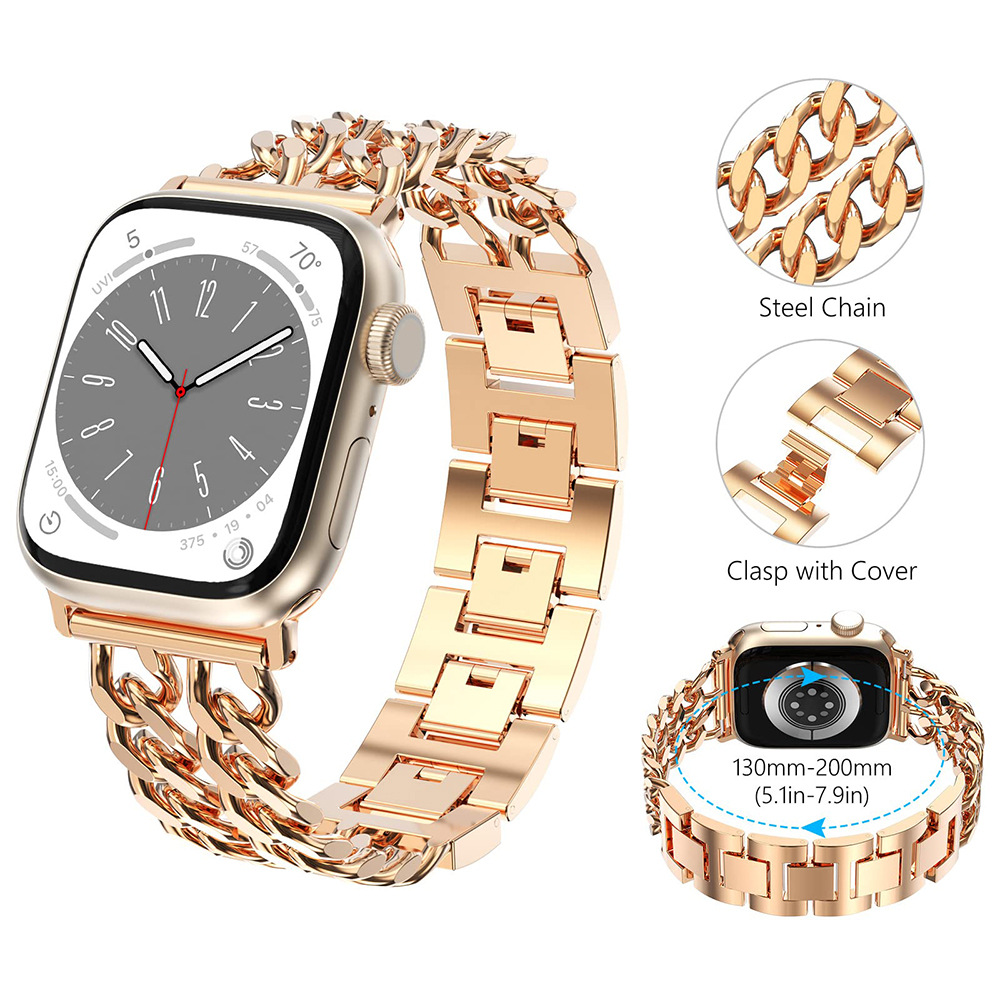 Suitable for Apple Watch Apple Watchs10 Small Fragrance Double Row Denim Chain Metal Watch Strap
