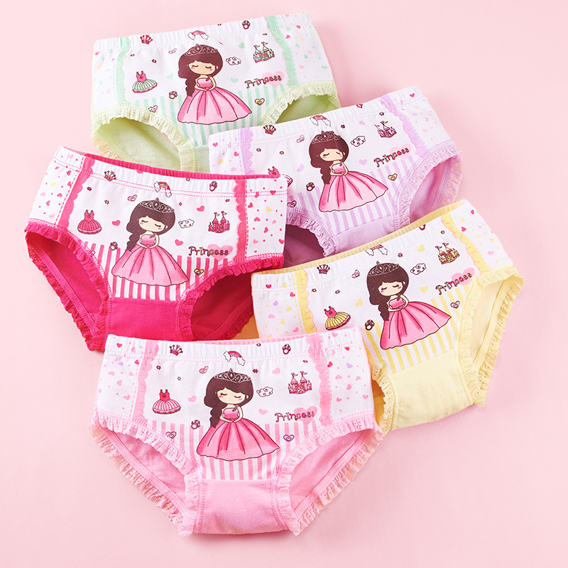 Children's Underwear Cotton Class A Girls Triangle Cartoon Princess Girls Baby Middle and Big Children Girls Underwear Batch on behalf of hair
