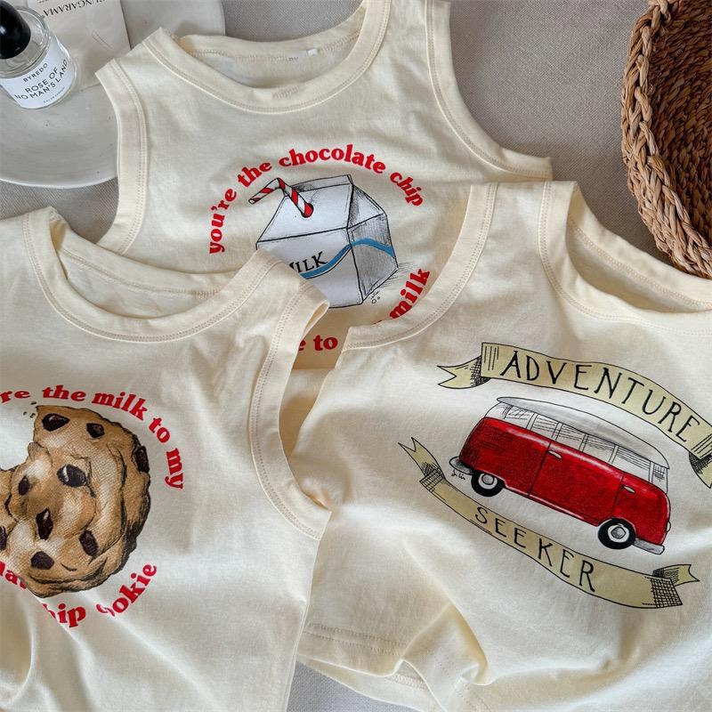 Picture of Children's Summer Pure Cotton Vest for Small and Medium-sized Kidsren, Boys and Girls, Thin Sleeveless Top, Cartoon Printed Loose Sweatshirt