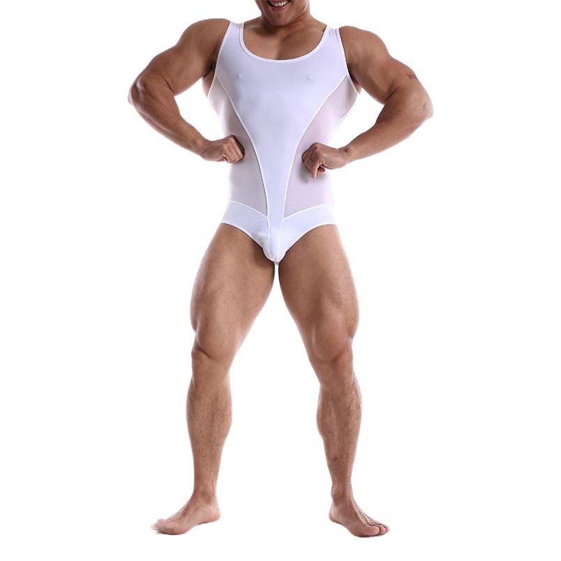 Bath Love Angel Spot New Men's Swimsuit Nylon Mesh Patchwork Fitness Casual Jumpsuit Dropshipping