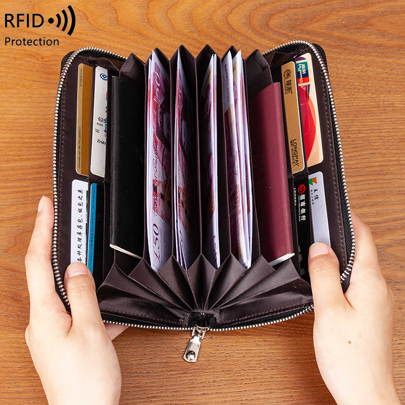 Picture of Wallet leather new RFID litchi pattern long Passbook bag multi-functional ID bag large capacity clutch