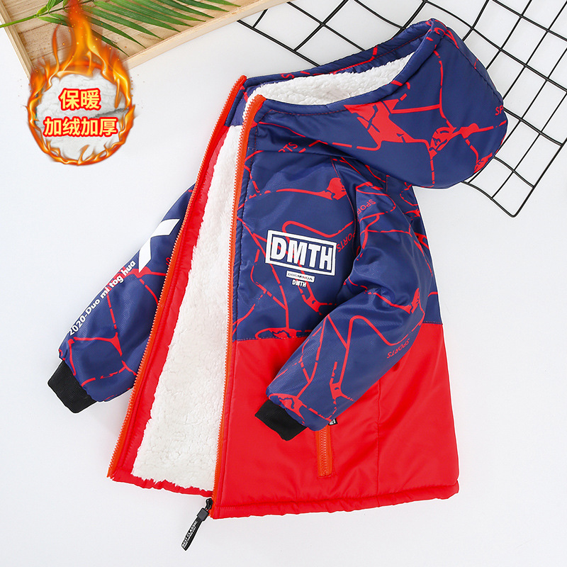 Picture of Boys' Winter Wear fleece-lined Thickened Jacket Children's 2024 New Autumn and Winter Middle and Large Children's Wear Boys' Charge Clothes 15 Trendy