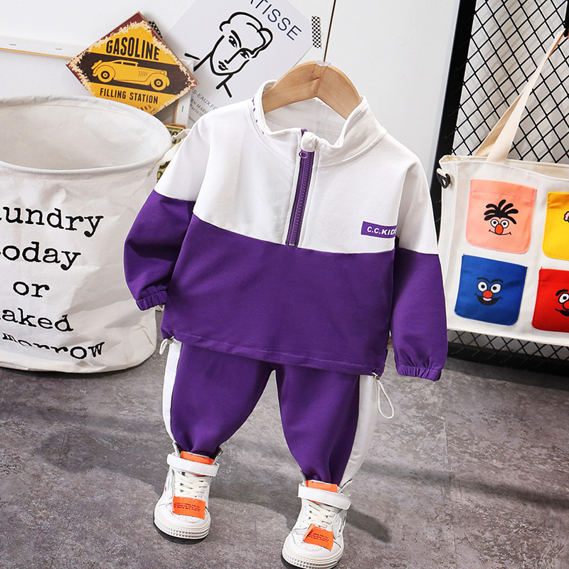 Picture of Foreign trade new autumn children's clothes suit baby long-sleeved zipper jacket coat trousers two-piece set delivery