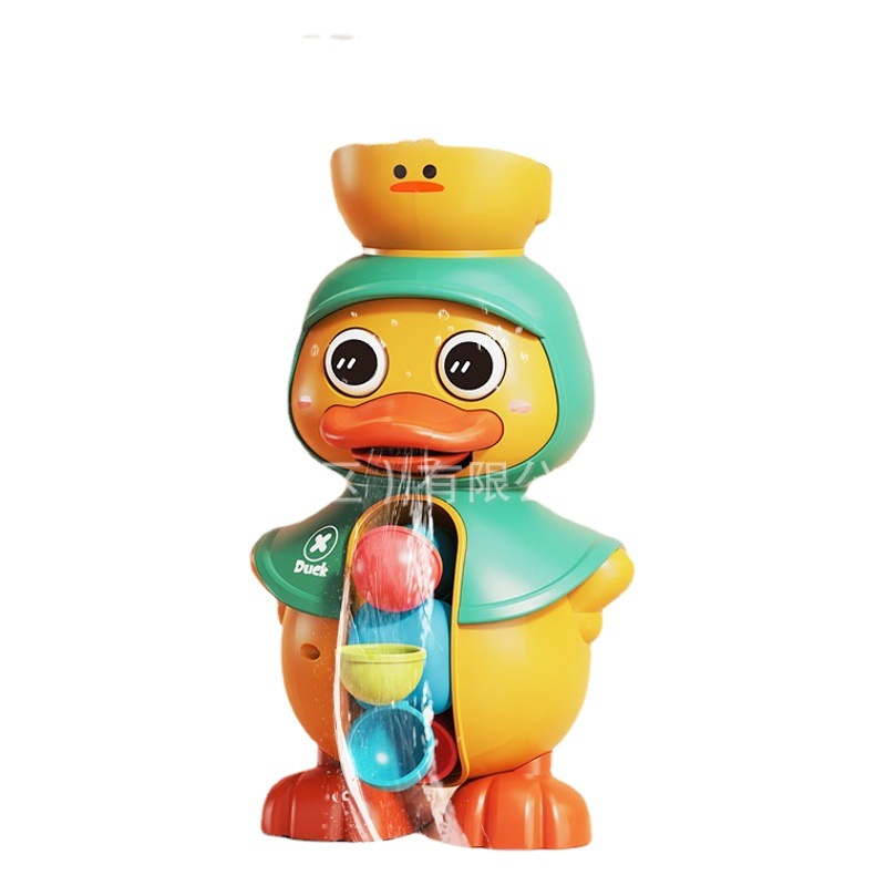 MengMeng Duck Rotating Water Truck Baby Bathing Toy Yellow Duck Baby Children's Water Spray Big Duck Boys and Girls