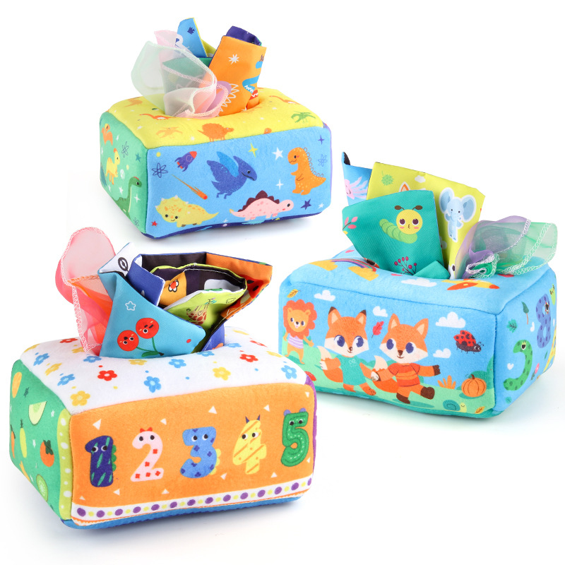 Picture of Baby puzzle early education cloth book toy box simulation dinosaur letters tear tissue box baby paper cloth book