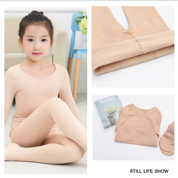 Factory wholesale autumn and winter fleece-lined children's dance clothes children's performance clothes invisible underwear girls high elastic dance socks