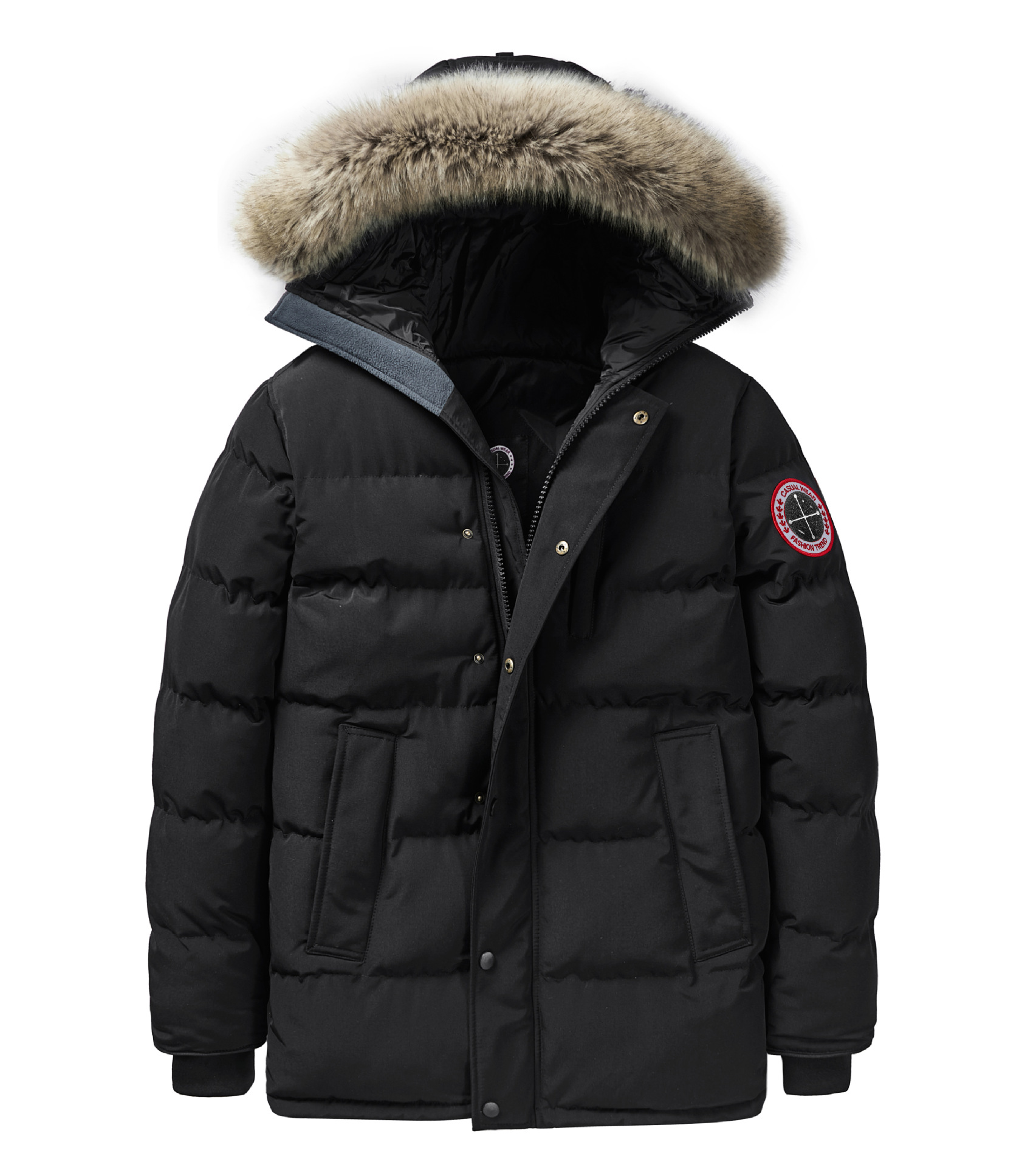 Picture of Men's Youth Winter Fashion Coat Outdoor Casual Warm Loose Cotton-padded Coat Plus Size Hooded Cotton-padded Coat