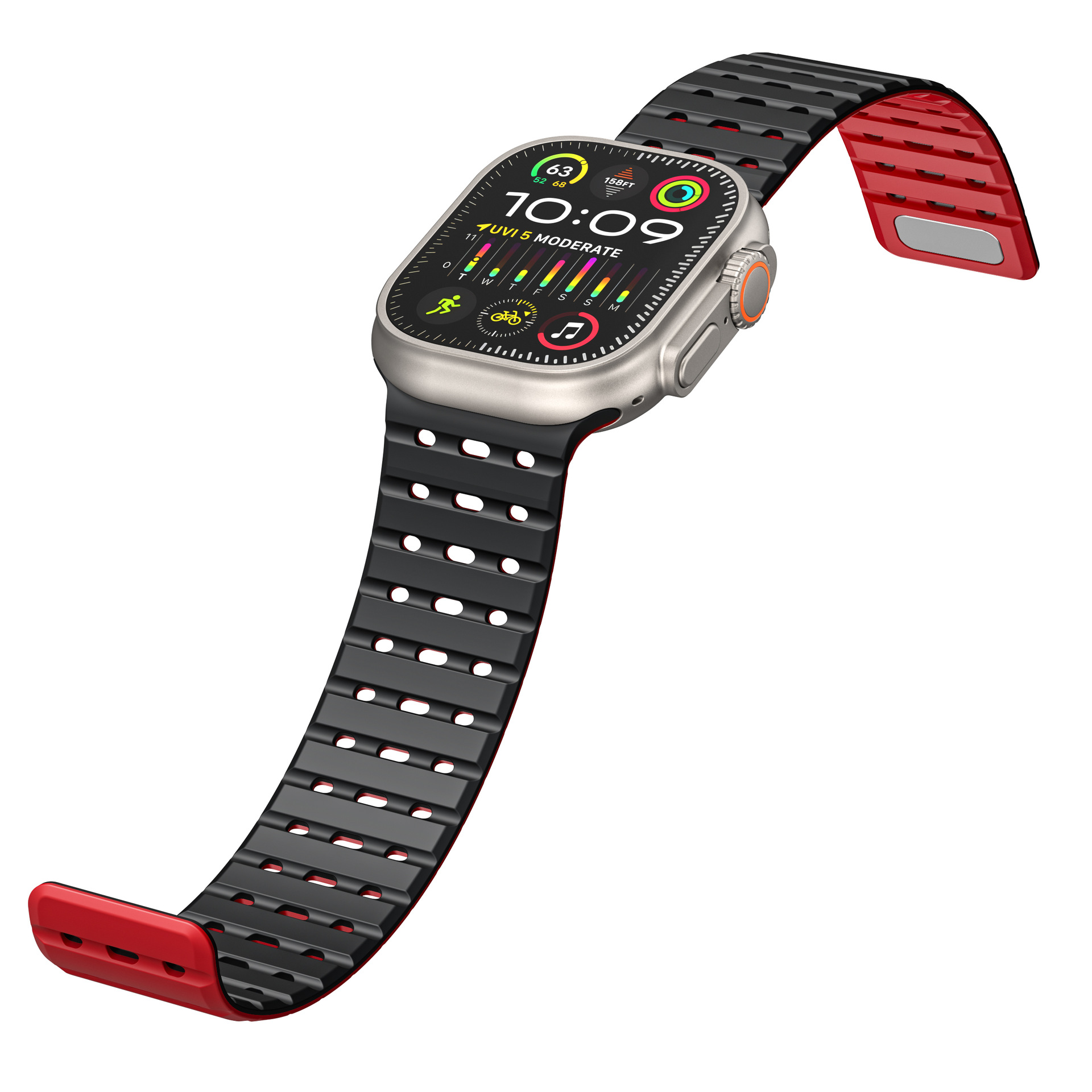 Picture of For Apple Watch Magnetic Suction Silicone Loop Strap appleiwatchs10 Generation Perforated Breathable Wholesale for Men and Women
