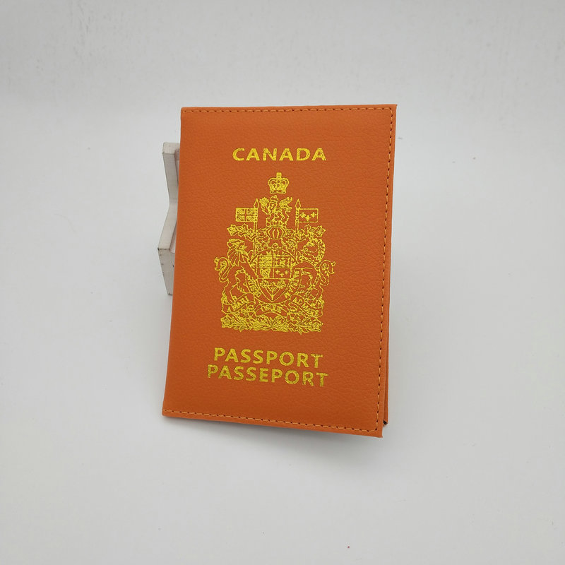 Picture of PU material open two-fold Canadian passport holder multi-color optional ID passport leather protective cover