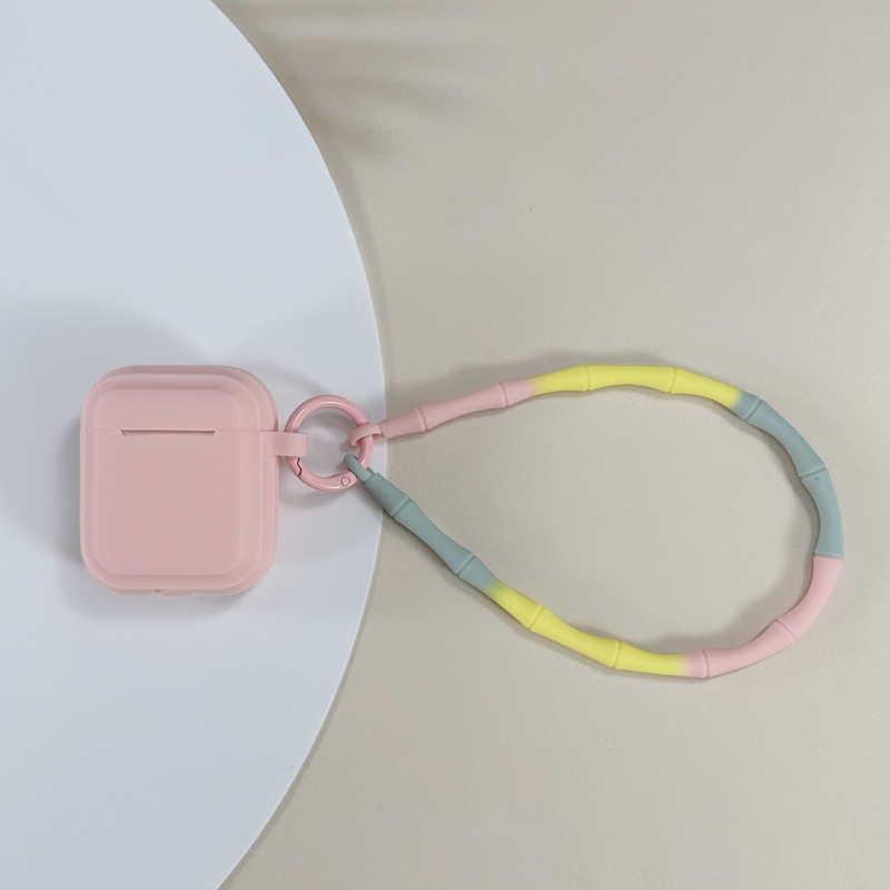 Picture of Simple Pure Color Belt Pendant Suitable for Airpods4 Protective Case Apple 1/2 Silicone Headphone Case with Lanyard Source