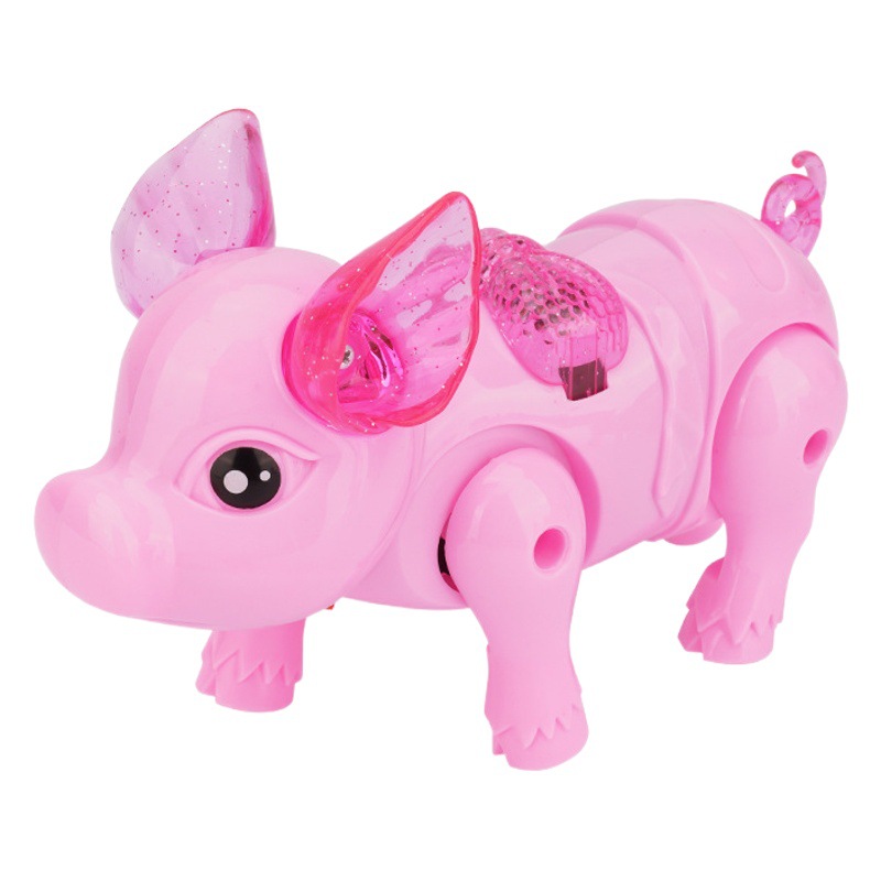 Net red rope can run electric piglet luminous music walking children's baby toys boys and girls children trembles