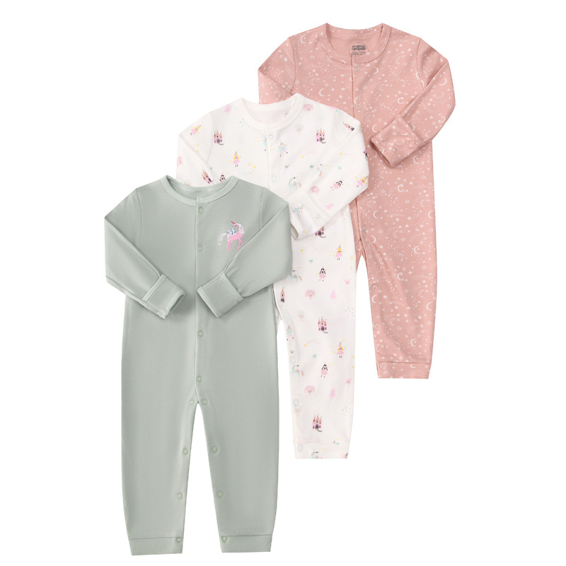 Picture of Foreign trade children's clothing new spring and autumn baby jumpsuit long sleeve ha-suit flat foot zipper climbing suit three-piece outfit cross-border generation hair