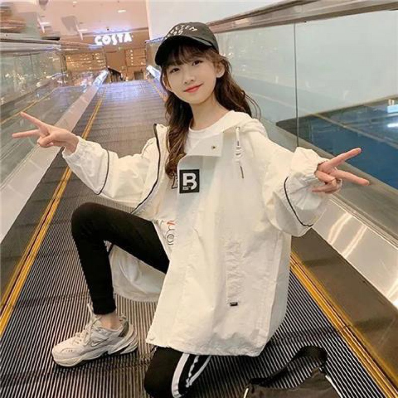 Picture of Girls Big Kids Casual Coat 2023 Spring New Style Loose Hooded Coat Big Kids Cardigan Trendy