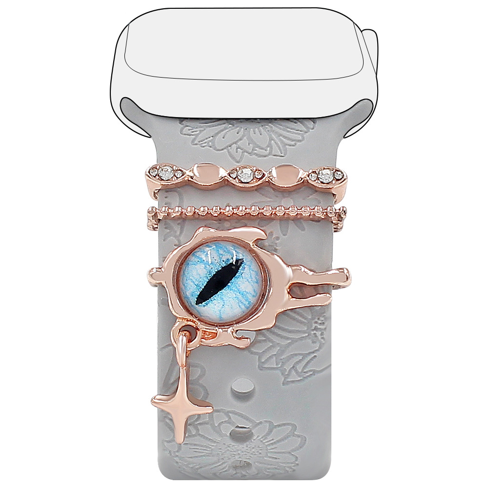 Picture of Apple Watch Watch Universal Silicone Strap with Diamond Blue Eyes