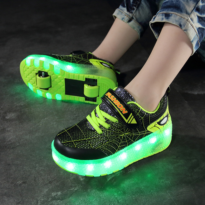 Picture of New USB rechargeable LED flashing lights heelloo shoes double wheels for boys and girls children shoes wholesale factory direct supply