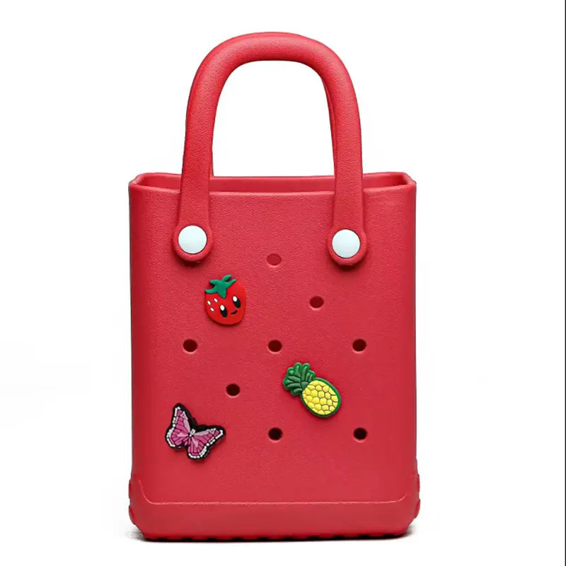 Picture of Fashion candy square small size waterproof sand-proof cute girl children EVA beach bag with shoes flower DIY