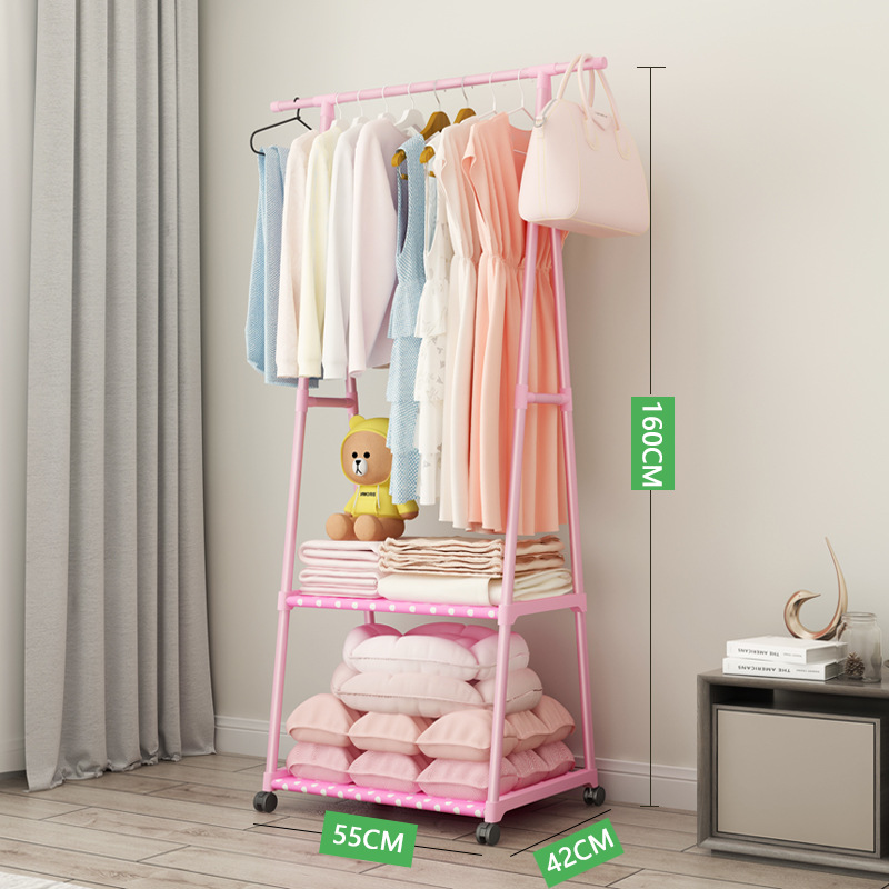 Picture of Floor-Standing Coat Rack, Triangular Coat Rack with Wheels, Mobile Multi-Layer Storage Rack, Clothes Rack, Simple and Modern Clothes Drying Rack