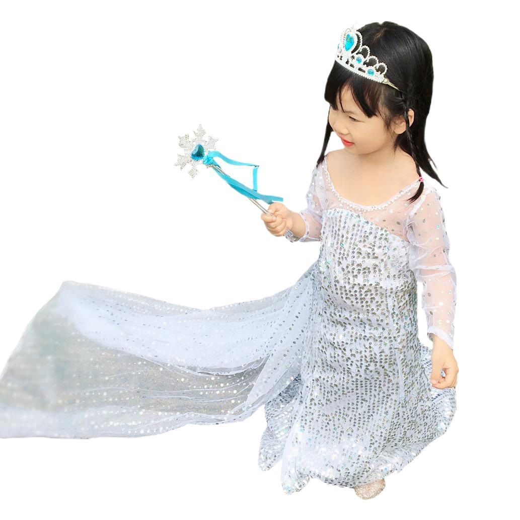 Ice and Snow 2 Mesh Shiny Colorful Diamond Sequins Long Sleeve Dress Long Dress