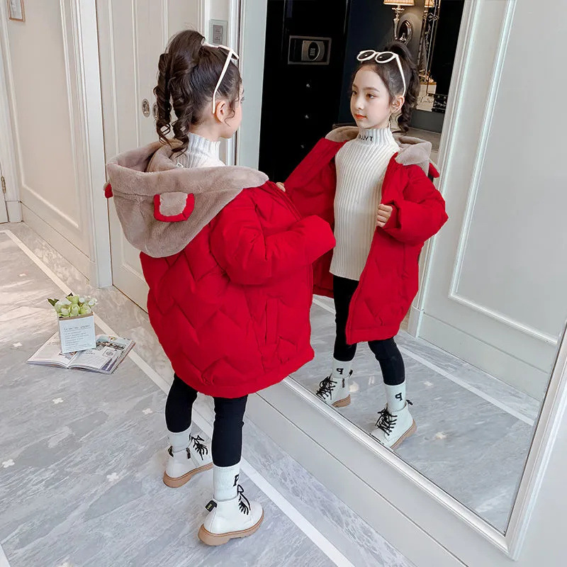 Picture of Girls' cotton-padded clothes Winter 2022 new medium and large children's little girl fleece-lined thickened Winter Children's cotton-padded coat cotton-padded coat