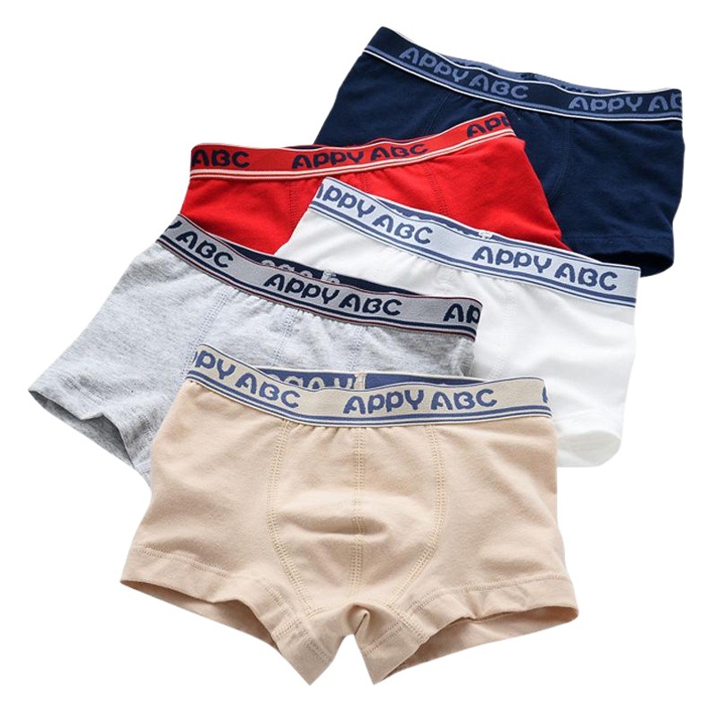 ETX five solid color children's underwear boys' boxer shorts teenagers boxer pants big children's wide-brimmed underwear pants