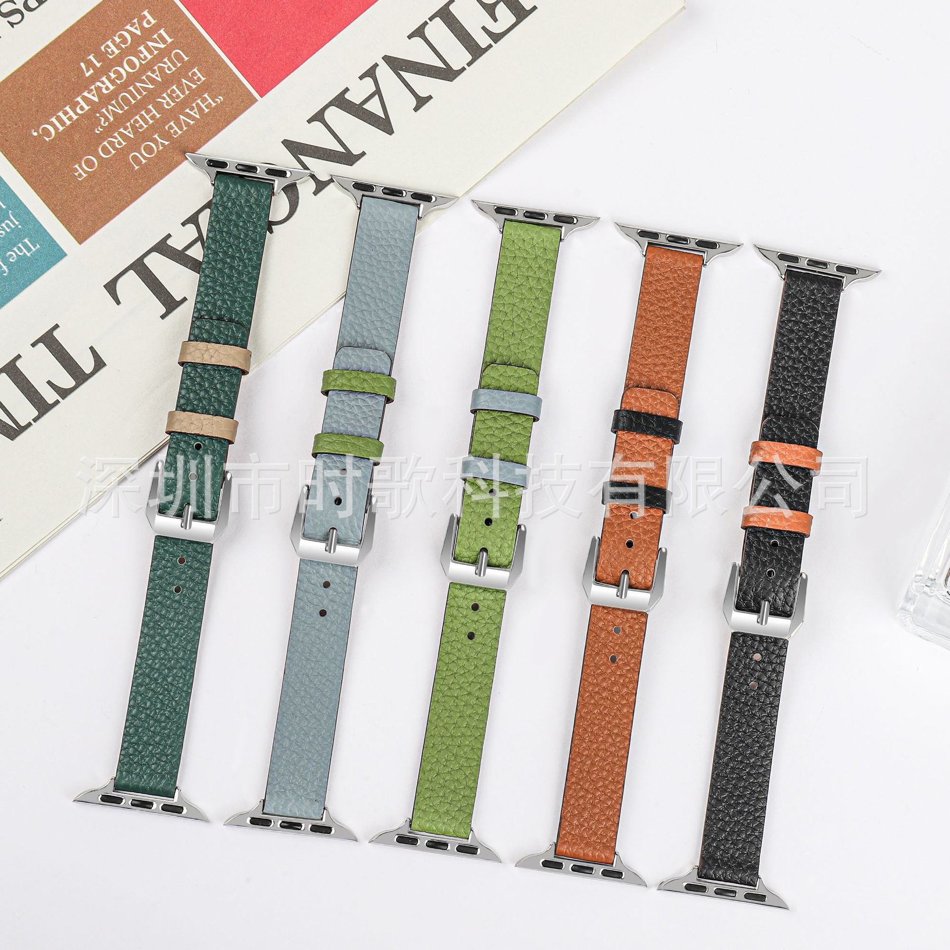 Picture of For apple watch strap litchi pattern appleiwatch1098Ultra leather autumn and winter thin strap wholesale