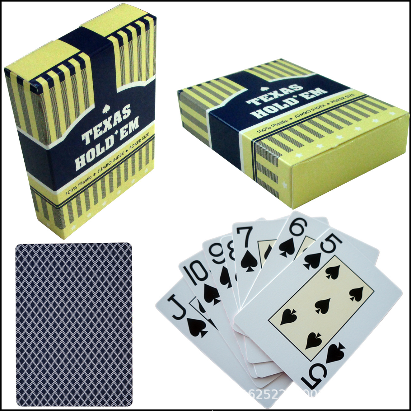 Picture of Texas Hold'Em Big Character Poker [32 Silk] Frosted Back Plastic Poker with Rule Cards 56 Wear-Resistant and Waterproof