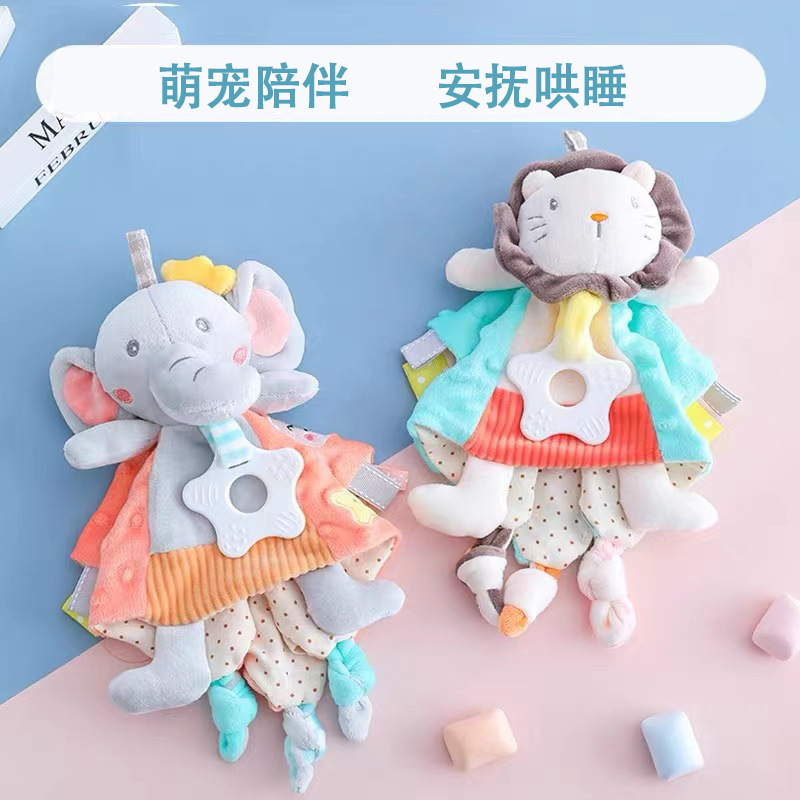 Picture of Baby comfort towel bean label can be imported to coax sleep doll baby early education to comfort doll cartoon doll wholesale