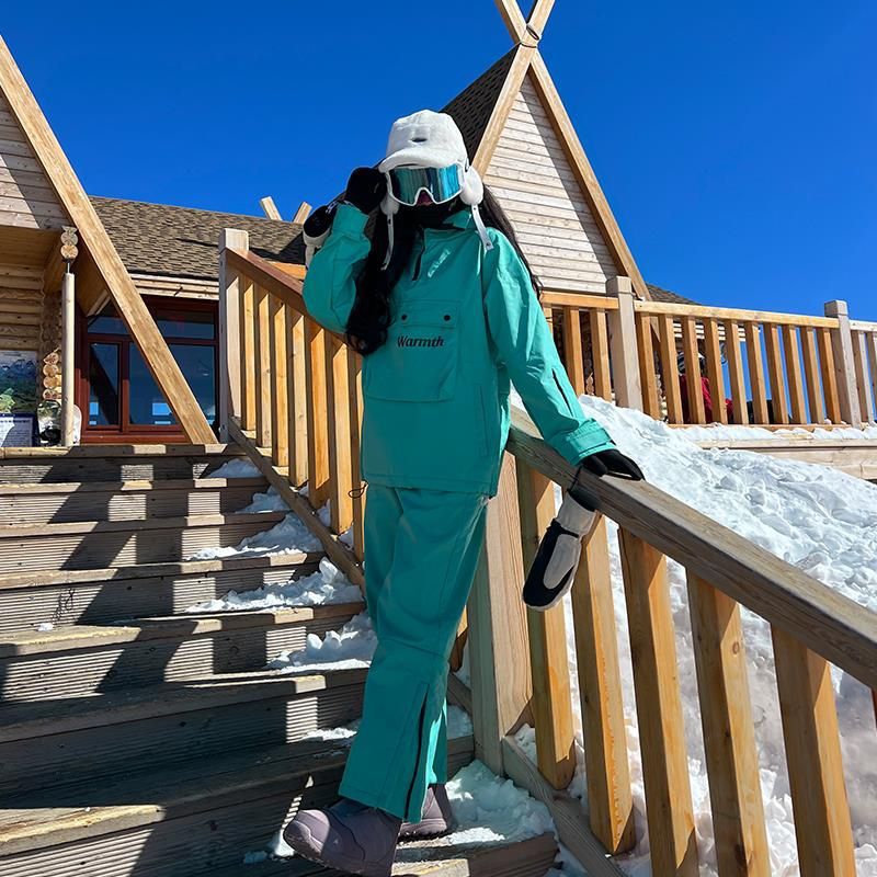 Picture of in stock Wholesale Snowboard Ski Suit Hooded Girls Bright Color Waterproof Warm fleece-lined Thickened Jacket Mountaineering Suit