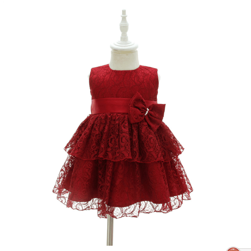 Picture of Maiqi 2017 New Girl Baby Baby First Birthday Full Moon Wine Wedding Dress Princess Dress