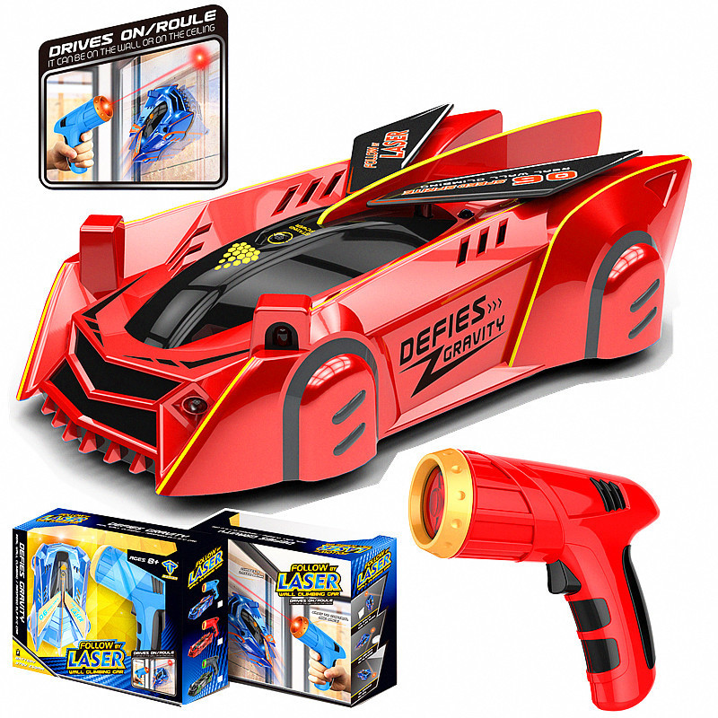 Picture of Children's Light Chasing Wall Climbing Car Remote Control Car Laser Wall Suction Infrared Wall Stunt Programming Racing Boy Toy