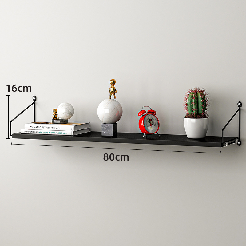 Picture of No-Drill Solid Wood Wall-Mounted Shelf, Straight Partition, Wall-Mounted Bookshelf, Bedroom Decorative Wall Storage