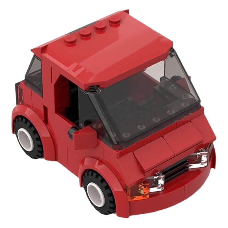 Red super cute small car MOC compatible with Lego building blocks domestic small particles suit car creative assembling gift