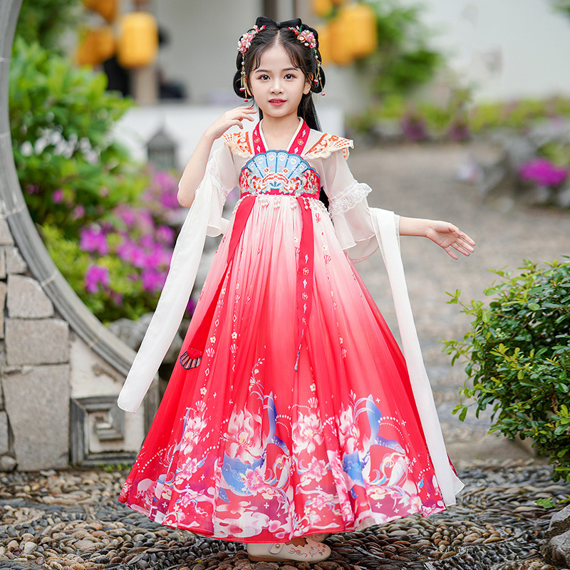 Picture of Han Dynasty Girls 2025 New Summer Chinese Style Tang Suit Children's Super Fairy Ancient Style Ruirt Girls Ancient Costume Dress