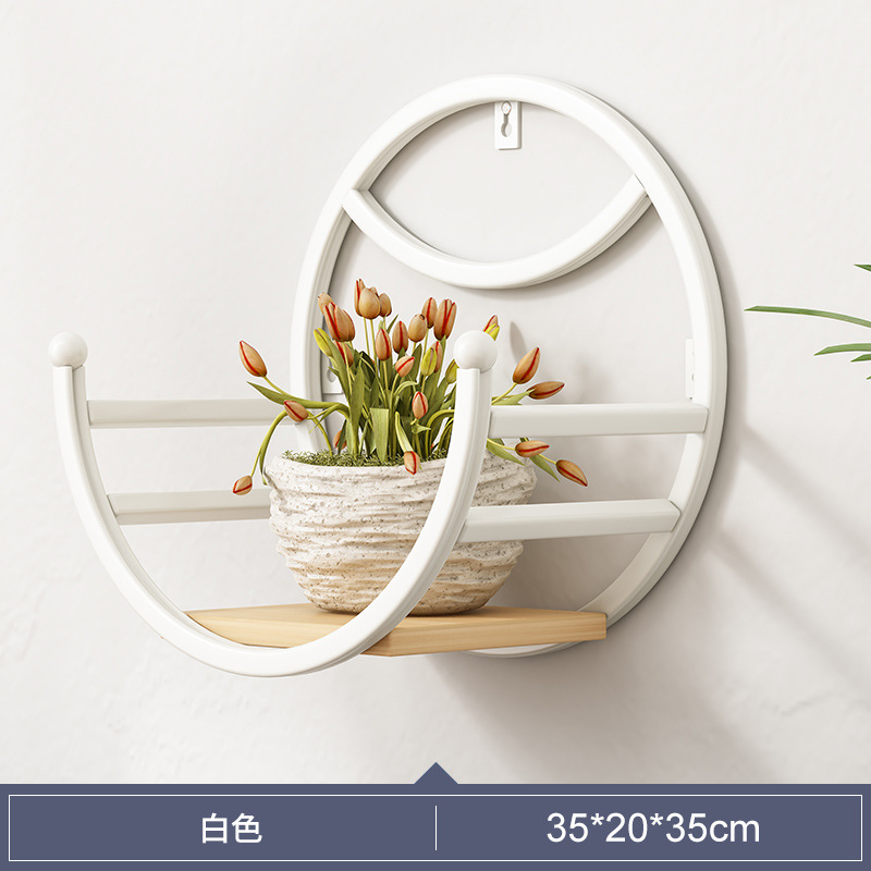 Picture of Wall-mounted Flower Rack for Living Room Balcony Ironwork Punch-free Green Rose Fleshy Flower Pot Plant Flower Shelf