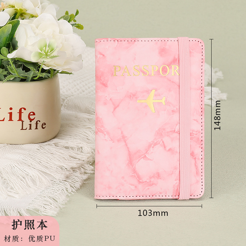 Picture of Factory Direct pu passport holder multi-function ticket holder short certificate bag marbling storage passport protective cover