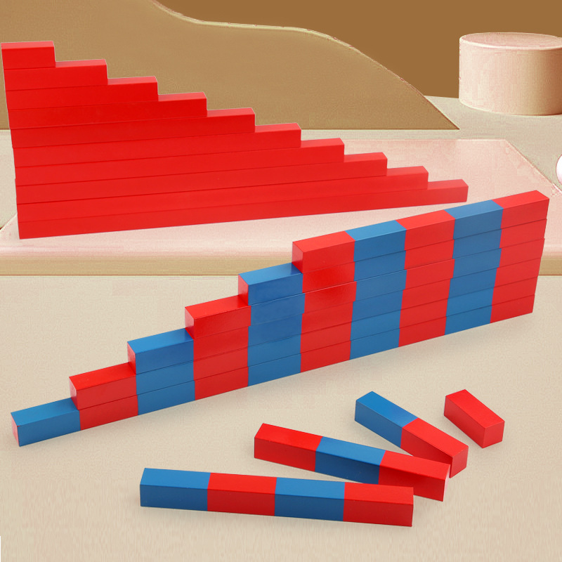 Picture of Wooden Enlightenment Early Education Mathematics Red and Blue Small Wooden Stick Kindergarten Uncle Color Cognitive Educational Toy Building Block Puzzle