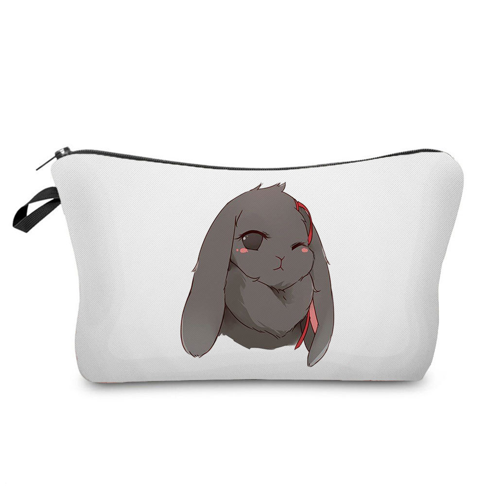 Picture of Trendy cartoon new rabbit printed cosmetic bag fashionable cute drop-resistant storage bag large capacity wash bag