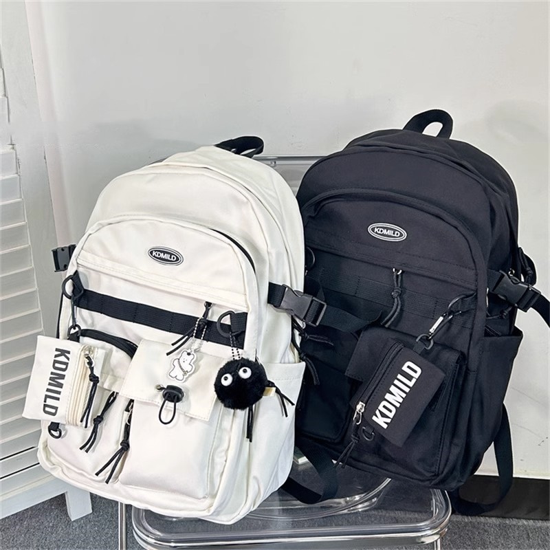 Korean-style Retro Tooling College Student Schoolbag Senior high school Junior High School Student Simple All-match Backpack Large Capacity Backpack for Men and Women