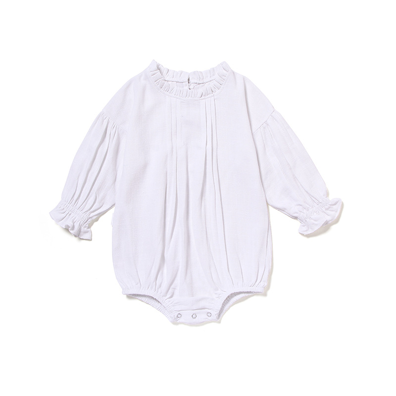 Picture of Cross-border ins European and American Climbing Wear Long-sleeved jumpsuit Solid Color Linen Hatshirt Wrap Baby Girl Baby Clothes