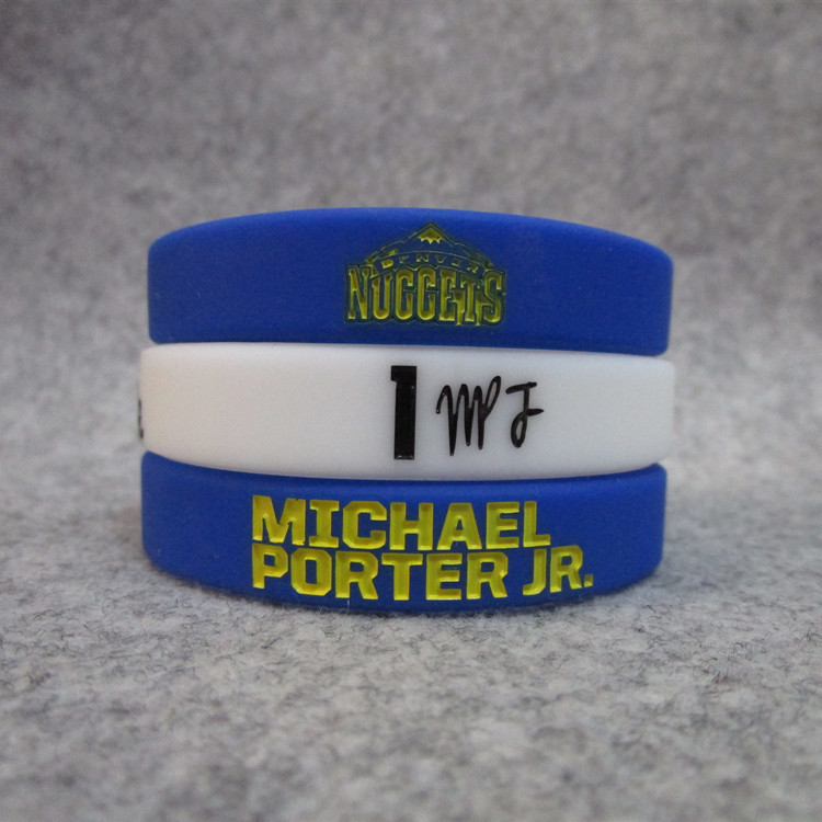 Picture of Basketball star Nuggets No. 1 little Michael Porter signature sports bracelet silicone wristband fans luminous
