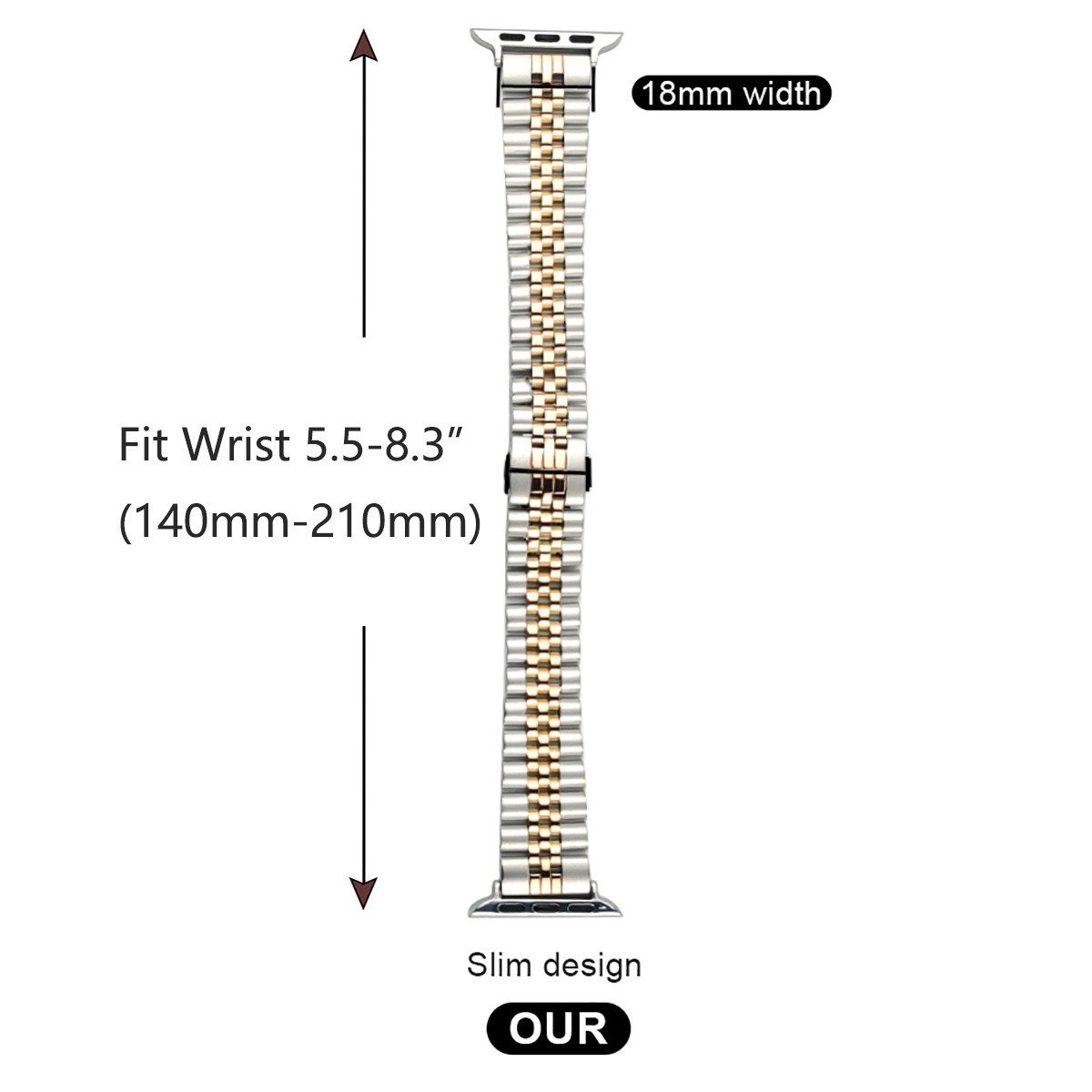 Picture of Suitable for Apple Watch Apple Watch S10 Stainless Steel Small Waist Five-Bead Metal Ladies Strap Cross-Border