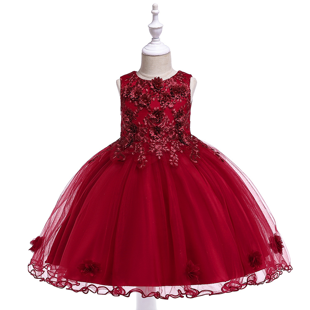 Picture of Girl's dress piano performance dress flower girl's wedding dress Princess dress children's little host pettiskirt European and American