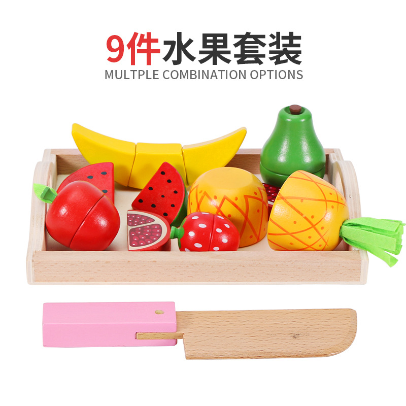 Picture of Children boy play house toy kitchen vegetable cutting girl baby fruit cutting cake cutting simulation cooking