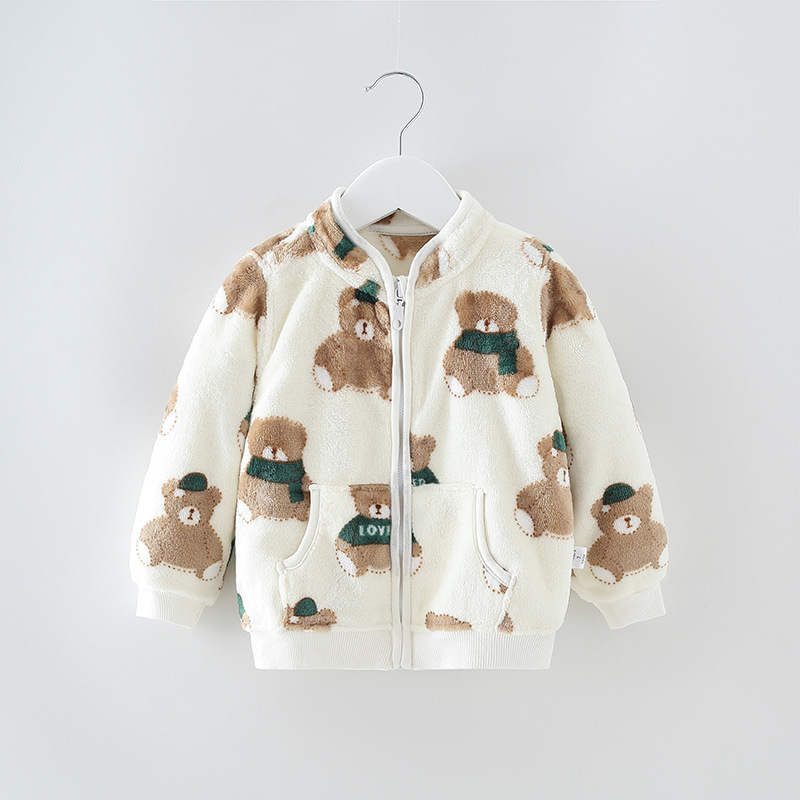 Picture of Children's coat spring and autumn flannel baby coat girls boys cardigan sweater baby coat a generation of hair