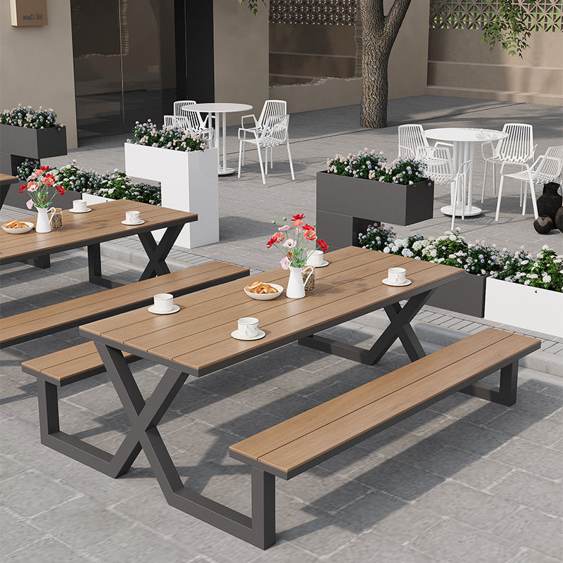Picture of Outdoor conjoined park table and chair combination garden courtyard seat scenic spot outdoor bench square outdoor table and chair