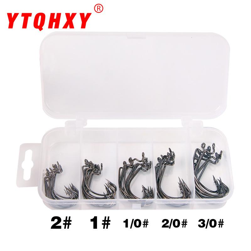 Picture of Luya bait wide belly crank hook Soft Bait hook box 51 pieces crank hook box fishing gear accessories