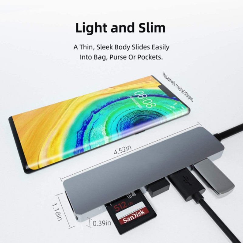 Picture of Cross-Border USB C Hub Multi-Function Docking Station 4K High-Definition USB Notebook Six-In-One Type-C Docking Station