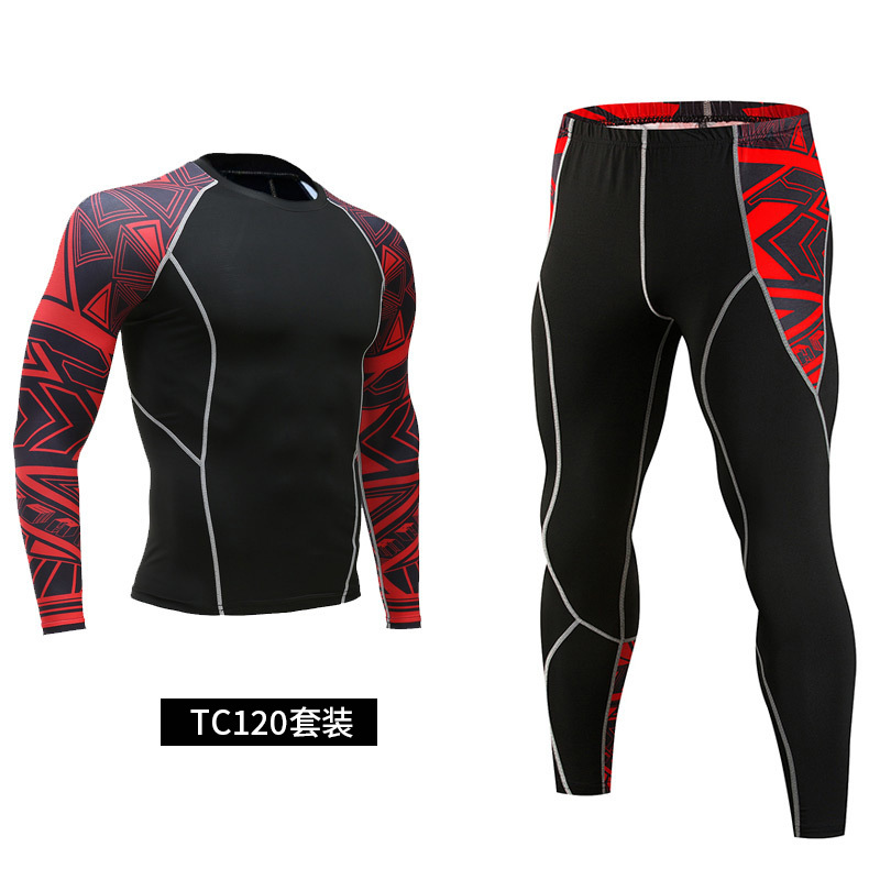 Picture of Fitness suit Men's Full Set Quick-Dry Basketball Printed Training Suit Tight Pants Running Travel Outdoor Fitness Suit