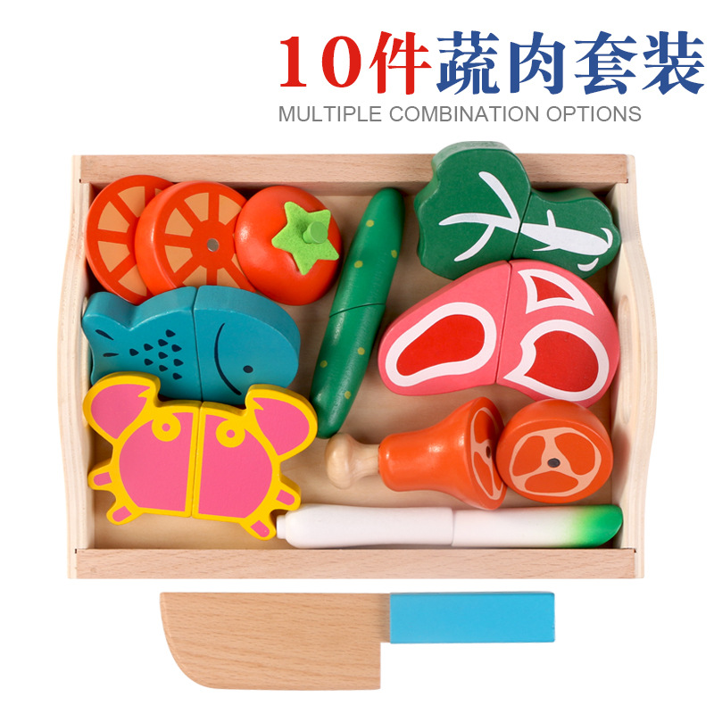 Picture of Children boy play house toy kitchen vegetable cutting girl baby fruit cutting cake cutting simulation cooking